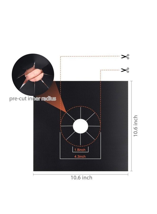 YRYM HT Stove Burner Covers - Gas Stove Protectors Black 0.2mm Double Thickness, Reusable, Non-Stick, Fast Clean Liners for Kitchen/Cooking. Stove top Covers Gas Burners Size 10.6" x 10.6" BPA Free(8 Packs) - Image 2